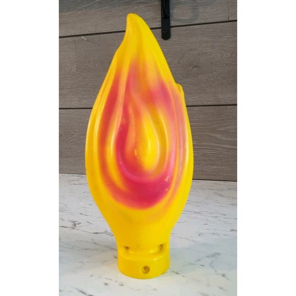 Vintage Empire Blow Mold Flame Top Yellow Plastic Candle Christmas Noel Candle